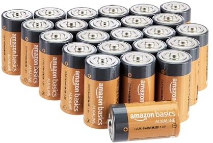 Amazon Basics - Paquete de 24 pilas alcalinas C para todo uso, 1,5 voltios, vida útil de 5 años