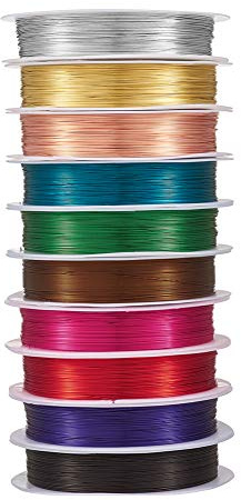Beadthoven 10 Rollen 28 Gauge/0,3 mm anlaufgeschützter Kupferdraht, gemischte Farben, 260 m, biegbar, für Schmuckverpackung, Floristik, Basteln, 26 m/Rolle