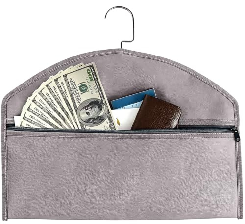 Hanger Diversion Safe Bag, Hanger Diversion Safe with Lock Hidden Safe Compartment Hanger Secret Hanging Safe Bag Fits Under Hanging Clothes with Pocket to Hide Valuables for Home or Travel