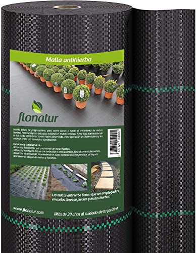 flonatur Malla Antihierba 75 Gramos | Malla Geotextil Maleza y Malas Hierbas Ideal Huerto | Estable a Rayos UV y Permeable| Duradera y Fuerte | Nos Avalan Nuestros Clientes |Rollo 2x50m,