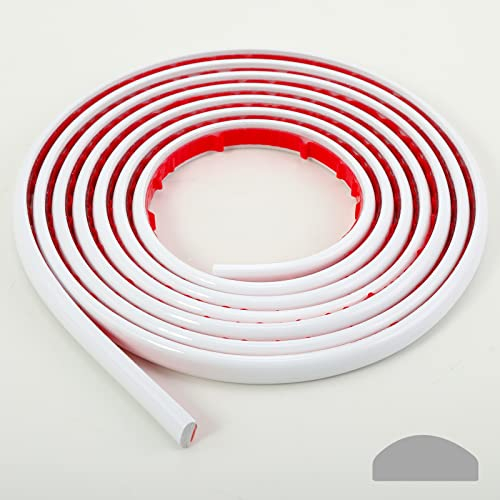 Gaahing Flexible Zierleiste Selbstklebend | Weiß Deckenleisten für Boden, Aufkantung, Fliesenkante und Eckendekor | Schälen und aufkleben, 5m x 12.7mm