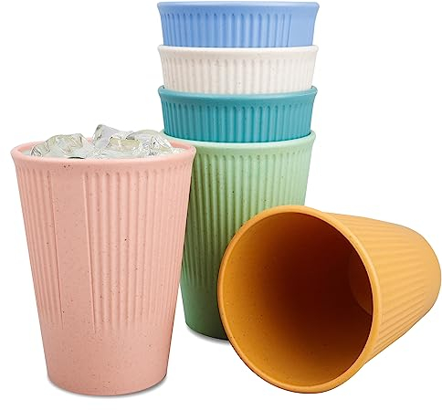 Nakutita 6 Vasos de Plástico de Color, Reutilizable Copas De Plástico, Tazas de Polipropileno Saludable para Adultos y Niños Café Té Leche Barbacoas Picnics y Playa