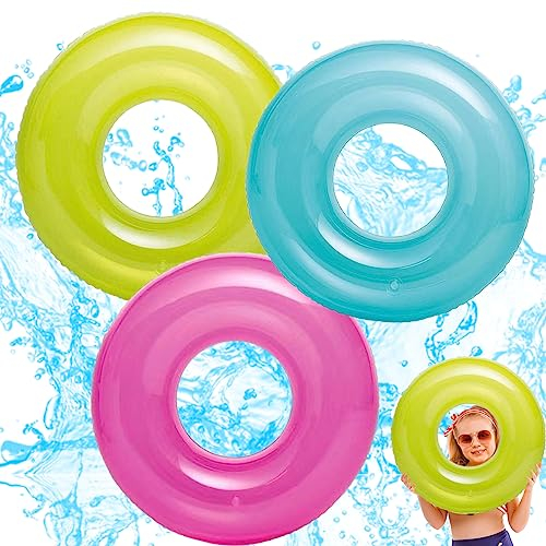 3 Stück Schwimmring Aufblasbar Transparent Schwimmring, 30 (76cm) Tube Toy Aufblasbarer Schwimmreifen Floats Wasser für 6–12 Jahren Erwachsene Kinder Sommer Pool Strandparty Outdoor Wasseraktivitäten