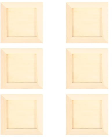 VILLCASE 6 cornici portafoto in legno fai da te, 12 x 12 cm, vuote per bambini, set fai da te, per la casa, cornici in legno da dipingere, ideali per progetti di pittura e decorazioni