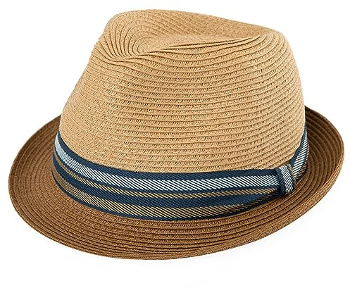 Comhats Summer Straw Fedora Hats for Men Beach Panama Gatsby Derby Trilby Dress UPF50+ Sun UV Protection X-Large XL Khaki