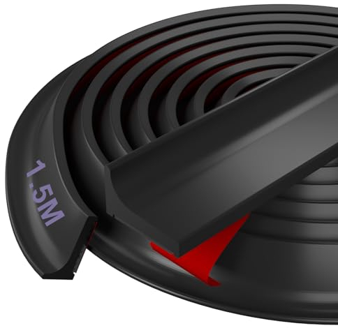 Hzetuu Seuil De Douche Barrage d'eau Silicone Pliable Barriere De Douche Anti Débordement pour La Joint Porte Douche, La Cuisine（Noir, 1.5M）