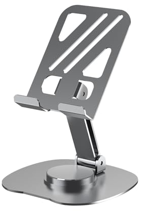 VIKY Handyständer Metall, Verstellbar Aluminium Handy Ständer, 360°Drehbarer Handyhalterung Tisch, Faltbarer Handyhalter Tisch, Phone Holder Kompatibel mit All Smartphone und Tablets Leicht zu Tragen