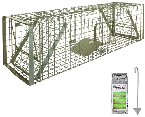 Petigi Lebendfalle Grün Drahtfalle Marder Lebend Wiesel Garten Kaninchen Abwehr Umsiedeln Falle Haus Zubehör Ratte Vertreiben Dachboden Rattenfalle 120 x 34 x 34 cm