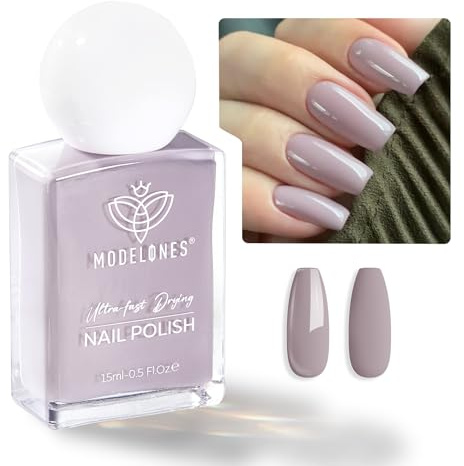 Modelones Nagellack Grau, 15ml Glänzend Schnelltrocknender Langanhaltender,Ein Wunderschönes Geschenk für Sie