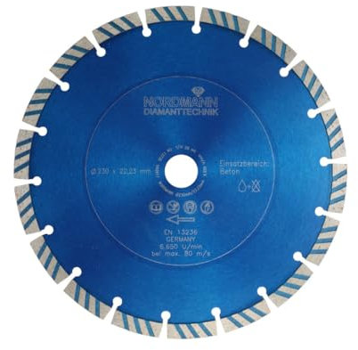 NORDMANN DIAMANTTECHNIK Disco diamantato N-10 230 x 22,23 mm, disco diamantato per cemento, cemento armato, clinker e mattoni, ideale per tutti i tipi di calcestruzzo, anche con rinforzo