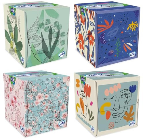 Générique Lotus Cube 192 Mouchoirs blanc en boîte (Lot de 4 Boîtes x 48 Mouchoirs) 3 épaisseurs pour plus de confort - Offre Spéciale