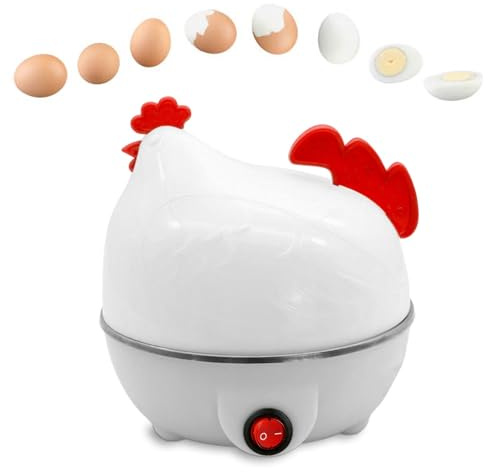 Bollitore per uova, bollitore elettrico a forma di pollo per 7 uova | Cuociuova elettrico per uova sode, medie e alla