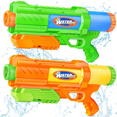 Super Water Gun for Kids Adults: 2 Pack Super Water Gun Soaker 1200cc Squirt Blasters with Impressive Range - Ideal Toys for Boys Girls Summer Outdoor Swimming Pool Water Toys Fun