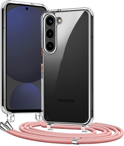 LIUKM För Samsung Galaxy A36 5G Rep Fodral, Flytande Silikonfodral med Halsband och Mjukt TPU-Bälte Anti-Shock, Fodral för Samsung Galaxy A36 5G -Rosa Transparent