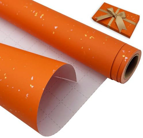 Geschenkpapierrolle zum Geburtstag, 43 cm x 9 m, recycelbar, orangefarbenes Kraftpapier für Geburtstage, Hochzeiten, Babypartys und Partys