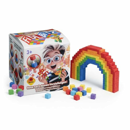 FIDL BITZ Starter Set - 160 Self-Adhesive Foam Cubes - Creative Motor Skills Toy Construction Toy Adhesive Building Blocks without Adhesive Fingers without Residue - for Children from 3 (21100)