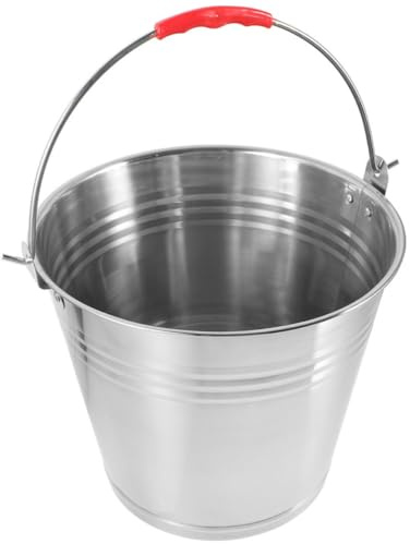 MINAOLULUS Stainless Steel Horse Feeding Bucket Durable Multi Purpose Water and Feed Container with Strong Handle for Foal Feeding Bathing Use Versatile Bucket