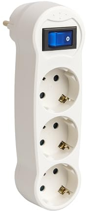 Solera® V1302 Trefaldig Schuko‑adapter med brytare, 2P+T, 16 A, 250 V~, 3 uttag • 1 st
