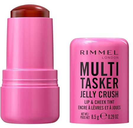 Rimmel Multi Tasker Jelly Crush Lip & Cheek Tint, 200 Pink Sublime, Hydrating Blush and Lip Stain, Easy Removal, Infused with Moisturising Niacinamide, 8.5g