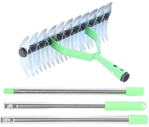 OPPWONG Rastrilla de la Pesa, Acero Inoxidable 3 Secciones de Césped Rastrilla de Rastrilla Dethatcher Césped Manual Rastrilla de Hierba para Despejar la Hierba Muerta