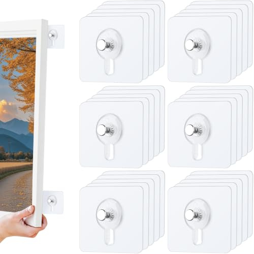 30 Piezas Ganchos Adhesivos para Pared, Transparentes Colgar Cuadros Sin Agujeros, Cuelga Facil Cuadros sin Clavos, Colgadores para Pósteres, Fotos, Pinturas y Decoración