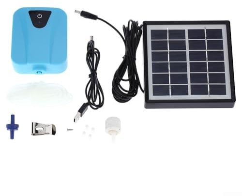 Gdfnmogo Kit de oxigenación solar y aireador de estanque con cargador CC para estanques y acuarios al aire libre, flujo de aire de 2 l/min, oxígeno de agua