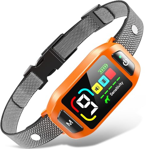 GUIFAG Bark Collar AI Dual-Detection, Instant Quiet Anti Bark Device 4 Training Modes, 30-Day Battery, One-Click Peace, 9 Sensitivity Automatic Dog Bark Collar for Large Medium Small Dogs, Orange