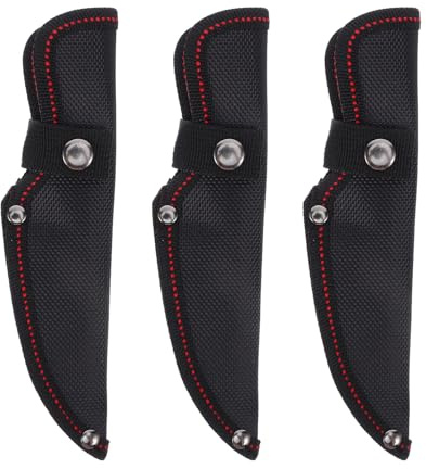 CLISPEED Fodero per Coltelli Oxford Nero 3 Pezzi 17,7 CM Bottone Automatico, Custodia Protettiva per Utensili da Cucina e Mannaia, Custodia da Viaggio per Uso Outdoor e Campeggio