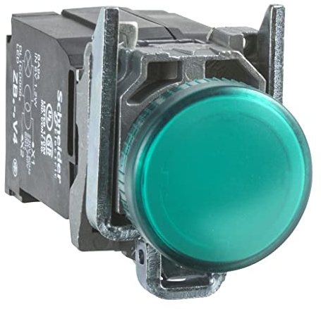Schneider Electric green complete pilot light Ø22 plain lens with BA9s bulb 110...120V