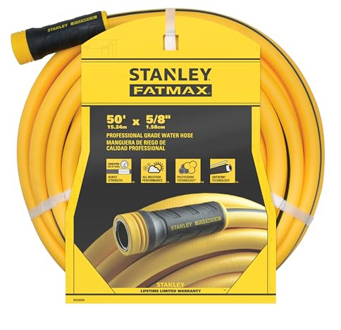 Stanley FATMAX Professional Grade Garden Hose, 50 Feet x 5/8 Inch, Yellow, 500 PSI
