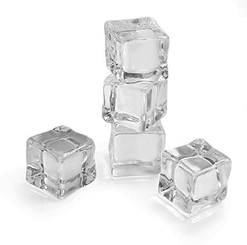 Artificial Ice Cube, GOODCHANCEUK 25-Pack 0.98x0.98 Transparent Square Crystal Acrylic Ice Bar Ware Display Or Photography Decor