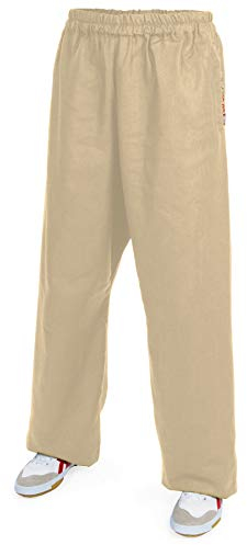 wu designs Leinen (schwer) Kung Fu & Tai Chi Trainingshose Beige 160
