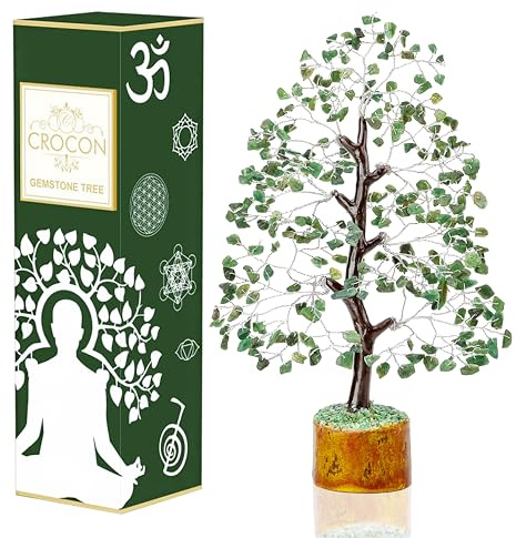 Crocon® Green Aventurine Crystal Chakra Tree of Life Birthday Gifts for Women Men Spiritual Healing Meditation Gift Tree for Home & Room Decor Crystal Gift for Women Perfect Housewarming Presents