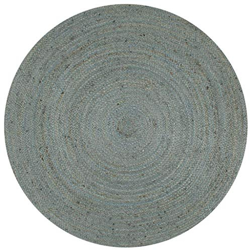 Festnight Jute Teppich Rund ?120 cm Grün | Handgefertigt Teppiche Webteppich Wohnzimmerteppich Schlafzimmerteppich