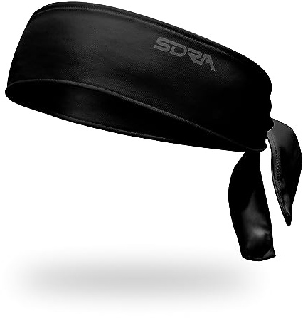 Suddora Tie Headband, Unisex Fabric Sweatband, Moisture Wicking Performance Blend Fabric, Head Tie for Karate, Running, Cycling, Tennis, Cosplay for Ninja Halloween, One Size Fits All, Black