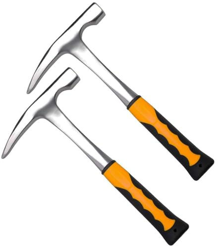 KEILEOHO 2 PCS 32oz Rock Pick, 11.8 inch Geological Hammer With Fiberglass Handle, Masonry Hammer with Pointed Tip for Mining, Geological Prospecting