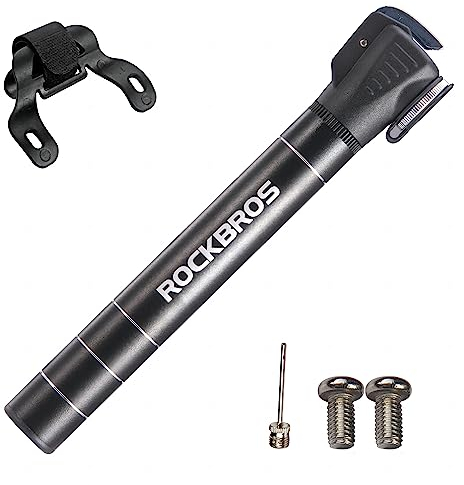 ROCKBROS Fahrrad Minipumpe Alu Rahmenpumpe 100PSI Luftpumpe mit Ventile (Presta & Schrader) für MTB, Rennrad, E-Bike ca. 17,5 cm