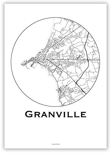 Affiche Granville France Minimalist Map - City Map, Poster, Plan de ville, Impression d'Art, Création originale handmade (21 x 29,7 cm)