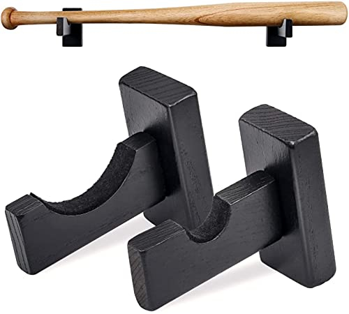 Halterung für Baseballschläger - 1 Paar Horizontale Wandhalterung aus Holz Mit Versteckten Schrauben (Schwarz)