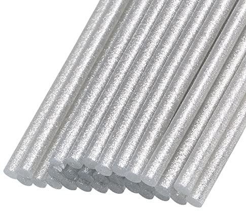 Rebower Colla a Caldo Stick Mini Adesivo Colla a Caldo Colla Pistola Sticks, [per Arte, Artigianato, Fai-da-Te, Card Creazione] - 0,27 x 4/Glitter Argento/30pz