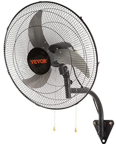 VEVOR 20 inch Wall Mount Fan Oscillating, 3-speed High Velocity Max. 4650 CFM Industrial Wall Fan for Indoor, Commercial, Residential, Warehouse, Greenhouse, Workshop, Basement, Black, ETL Listed