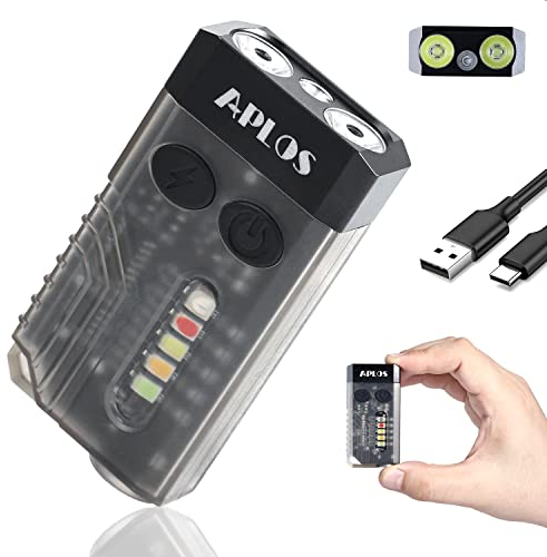 APLOS L02 1000 Lumen Ricaricabile Mini Torcia EDC, Luce UV 365nm, Sorgente Luminosa Multicolore, Piccola Torcia LED Tascabile Potente con Base Magnetica e Allarme Acustico (Nero)