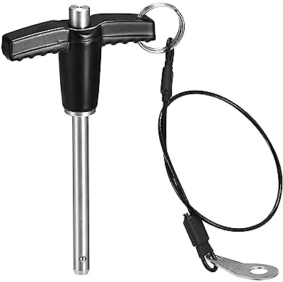 QUARKZMAN T Griff Kugelsperrbolzen 1 Stück 5mm Pin Durchm. 50mm Verwendung Länge T Griff Sicherungsstifte Edelstahl Druckschalter Schnellverschluss Stift mit Schlüsselband Kabel
