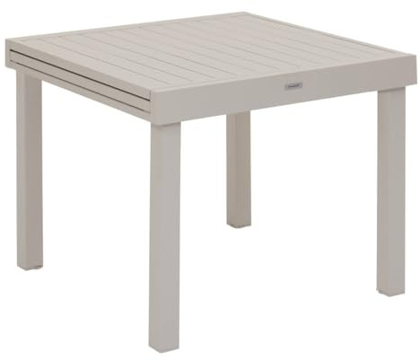 Hespéride - Table de Jardin Extensible Piazza Argile - 8 Places - Aluminium Traité Epoxy Antirouille - Meuble d'Extérieur à Rallonge Coulissante