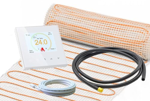 Elektrische Fußbodenheizung Komplett-Set für Fliesenboden UltraPro 200 extra stark mit Thermostat RT-70 WIFI Touch (1 m² - 0,5 x 2 m)