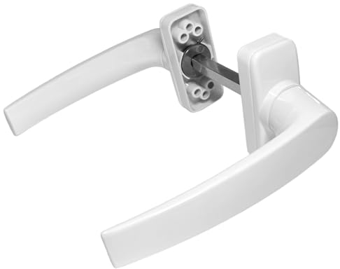 Set di maniglie per porte in alluminio | Set di Maniglie con Rosetta | Quadretto da 8 mm | Manovella reversibile | Laccato Bianco