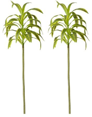 3 Ramas de Árbol de Bambú de Lirio, 31 Pulgadas con Tallo Largo y Hojas Artificiales, Plantas de Vegetación Sintética (Verde)