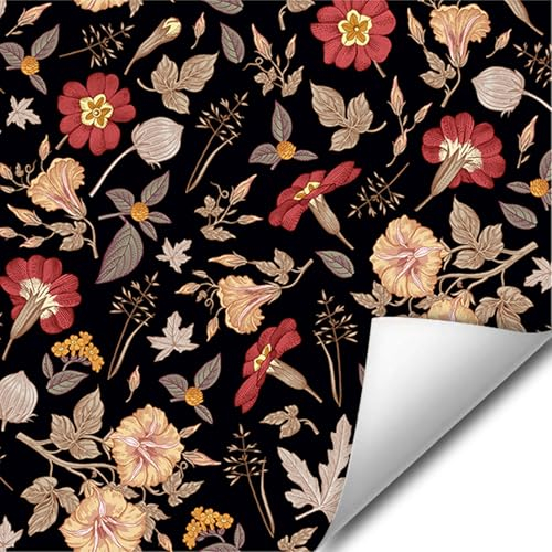 SUKPDJO Papier peint autocollant motif fleurs, 40 cm x 300 m, film adhésif vintage pour meubles, fleurs, pour salon, chambre à coucher, porte, armoire, papier peint mural autocollant (40 cm x 600 cm)