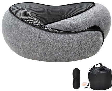 Gobesty Nackenkissen Flugzeug, Memory Foam Reisekissen, Orthopädisches Nackenhörnchen, Nackenkissen Reise mit Schlafmaske, Ergonomisch Gestaltetes Reisekissen Nackenstützkissen für Flugzeug,Auto,Büro
