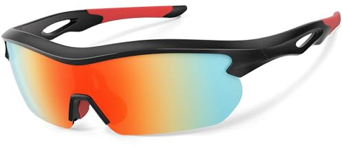 suoso Sportbrille-Fahrradbrille-Herren-Damen-Polarisierte-Sonnenbrille-Sunglasses-Men-Women-UV400 Schutz-Schnelle Brille Rave,z2-schwarz-rot